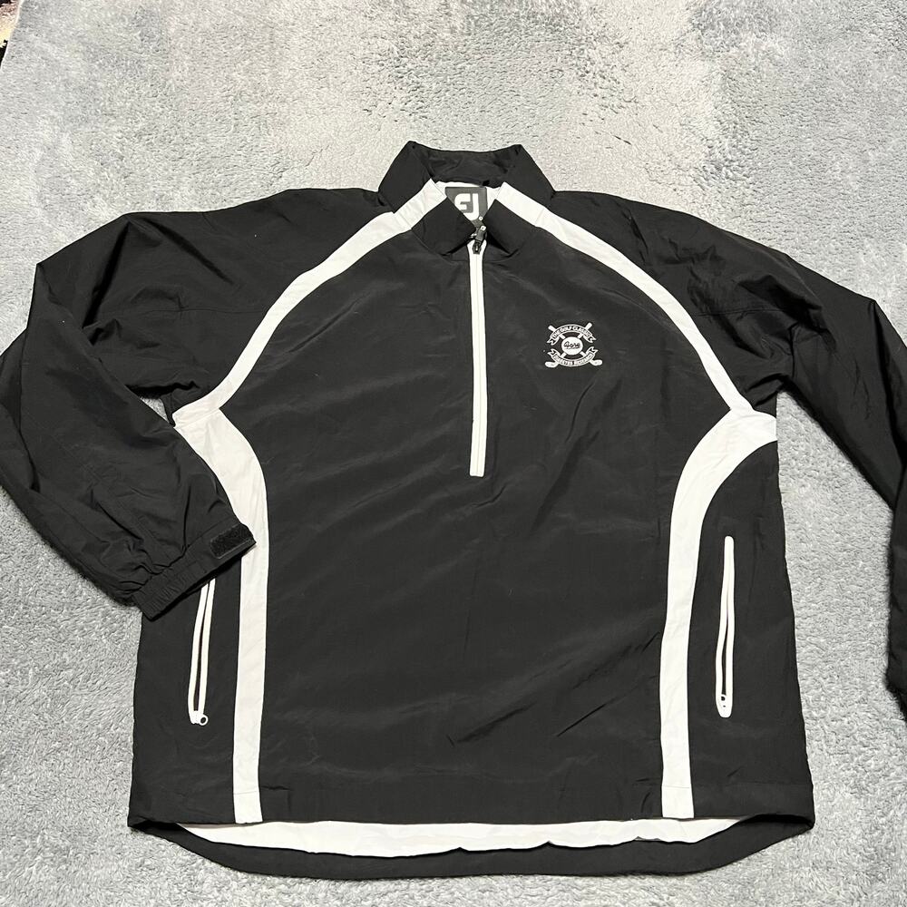 Footjoy Windbreaker Golf Jacket Mens Large Black White Half Zip